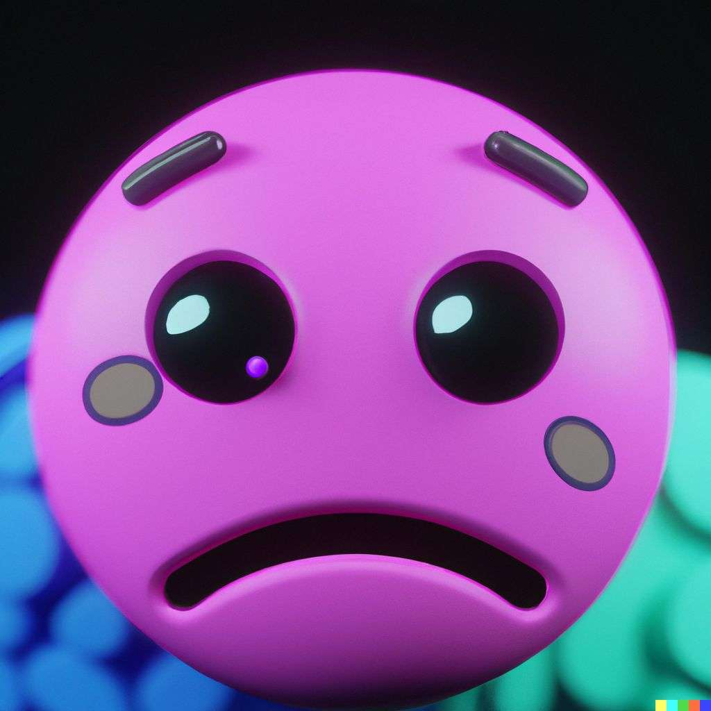 a representation of anxiety, close-up, very cute, emoji, multicolored, Unreal Engine 3D render, trending on ArtStation, realistic materials